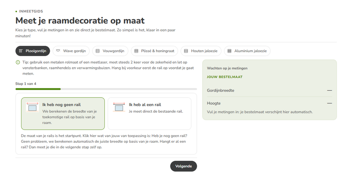 Voorbeeld van de Radero inmeetgids