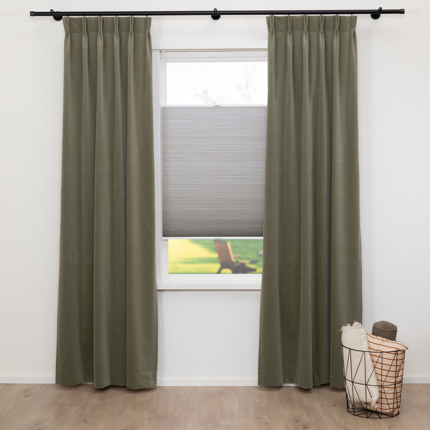 Honingraat Plisségordijn Matie - Groen Grijs