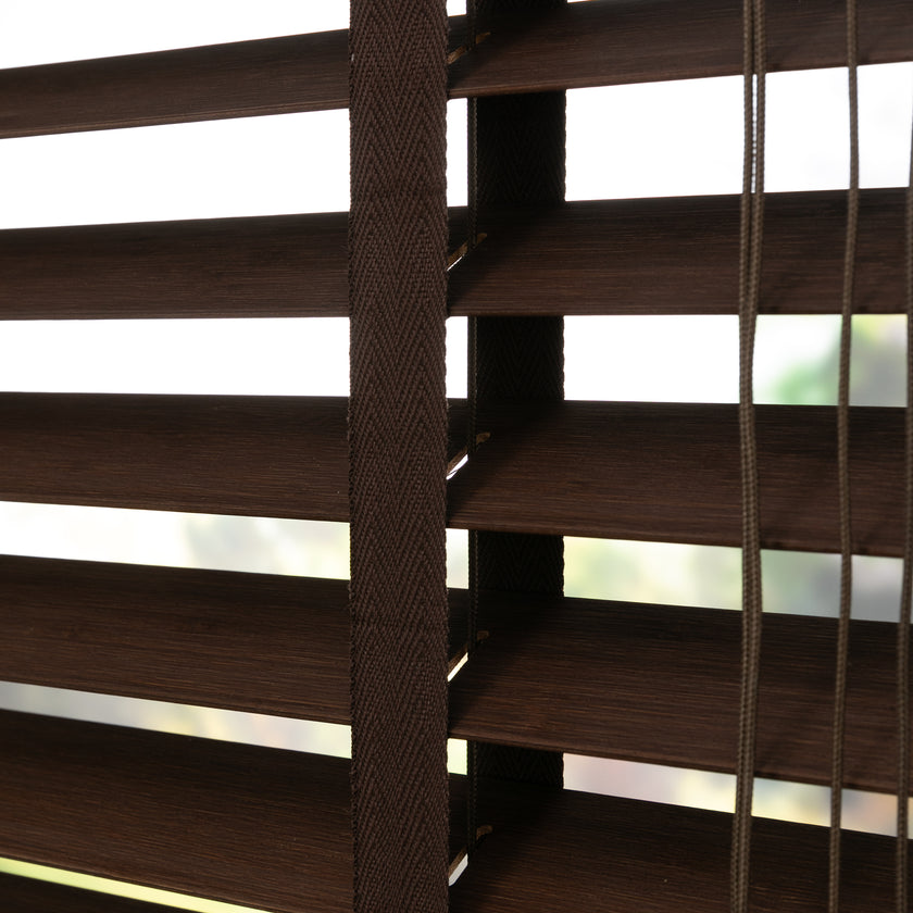 Houten jaloezie Lato - Koffie bruin - Bamboo - 50 mm