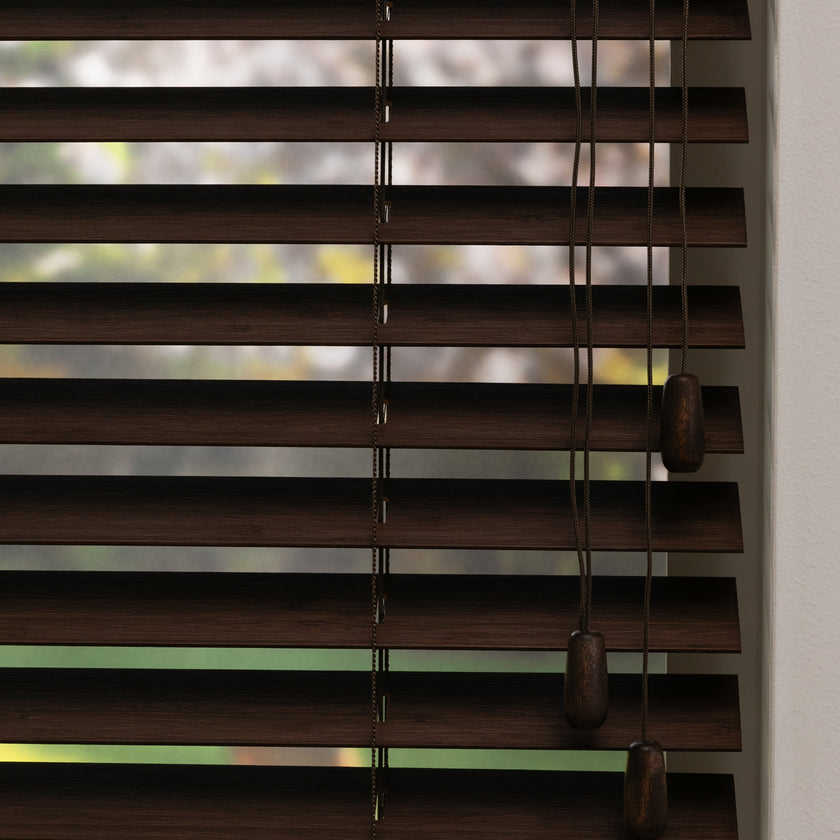 Houten jaloezie Lato - Koffie bruin - Bamboo - 50 mm