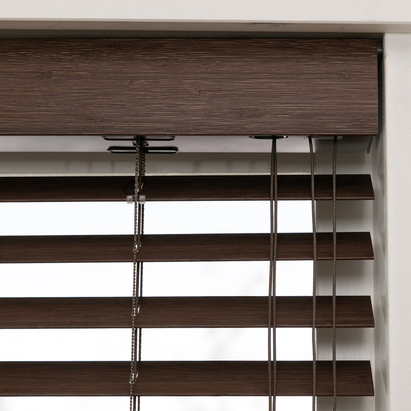 Houten jaloezie Lato - Koffie bruin - Bamboo - 50 mm