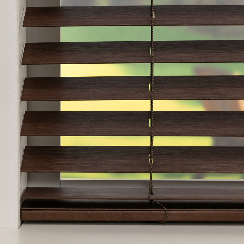 Houten jaloezie Lato - Koffie bruin - Bamboo - 50 mm