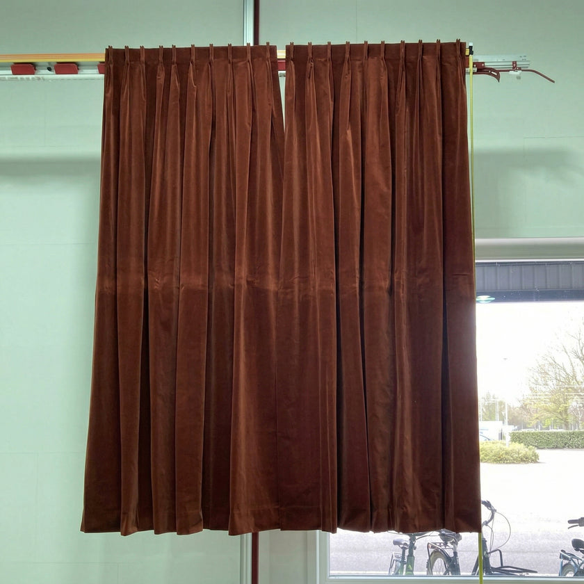 Gebrande Sienna Velours Gordijn - 90 x 240 cm - Dubbele Plooi | Pre-Loved